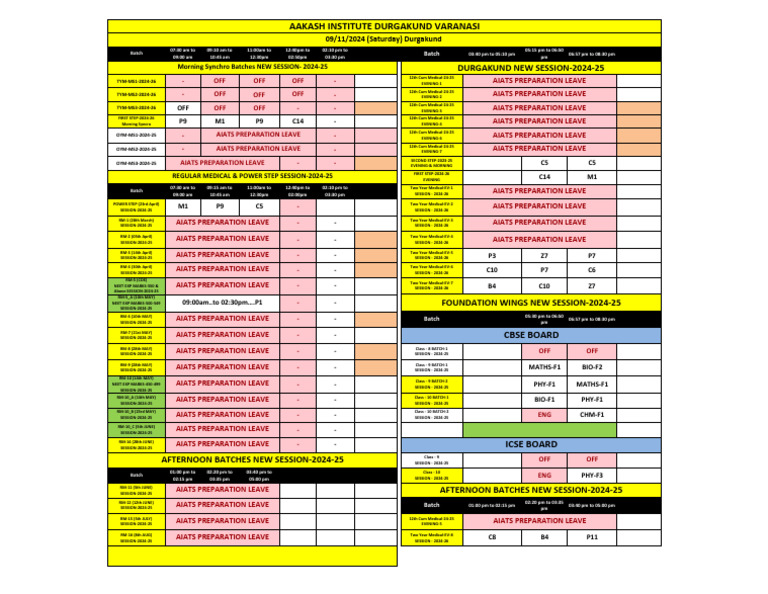 Medical Batch Schedule 2024-25 | PDF