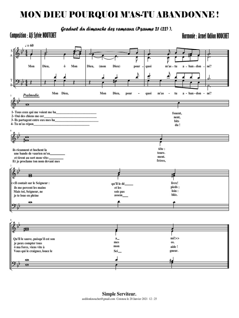Partition Psaume 21 : Abandon de Dieu | PDF | Liturgie et culte ...