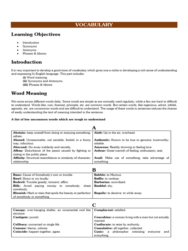 Vocabulary Development Guide | PDF