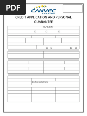 Credit application and guarantee