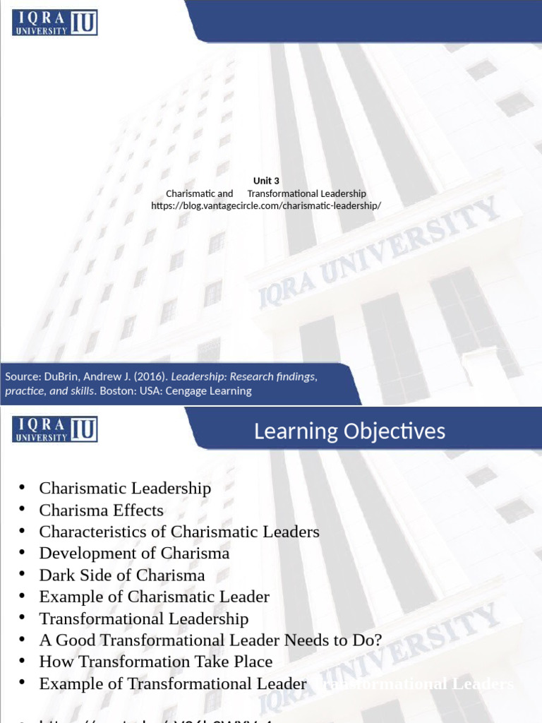 Unit 3 Charismatic - Transformational Leadership (2) (1) | PDF ...