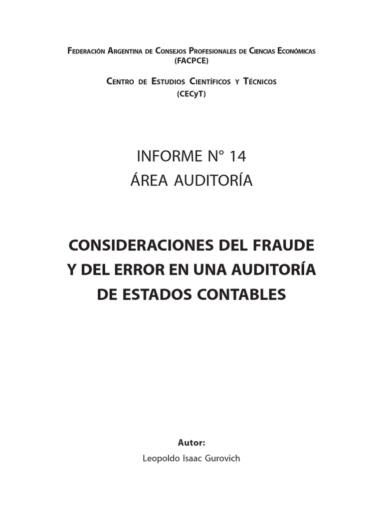 Fraude y Error en Auditorías Contables | PDF | Contabilidad | Auditoría
