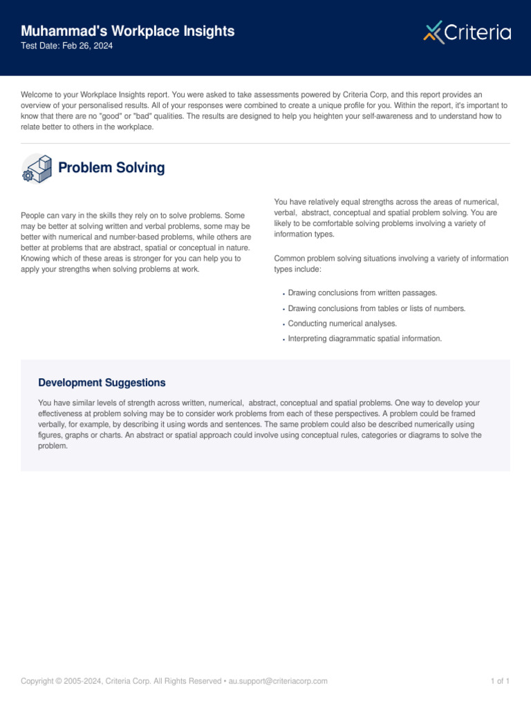 Muhammad's Workplace Insights Report | PDF | Cognitive Science | Cognition