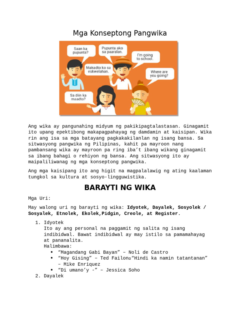Mga Konseptong Pangwika | PDF