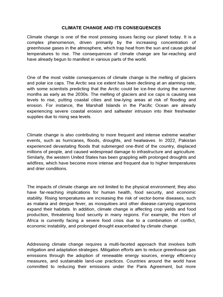 Climate Change and Its Consequences | PDF | Climate Change | Climate ...