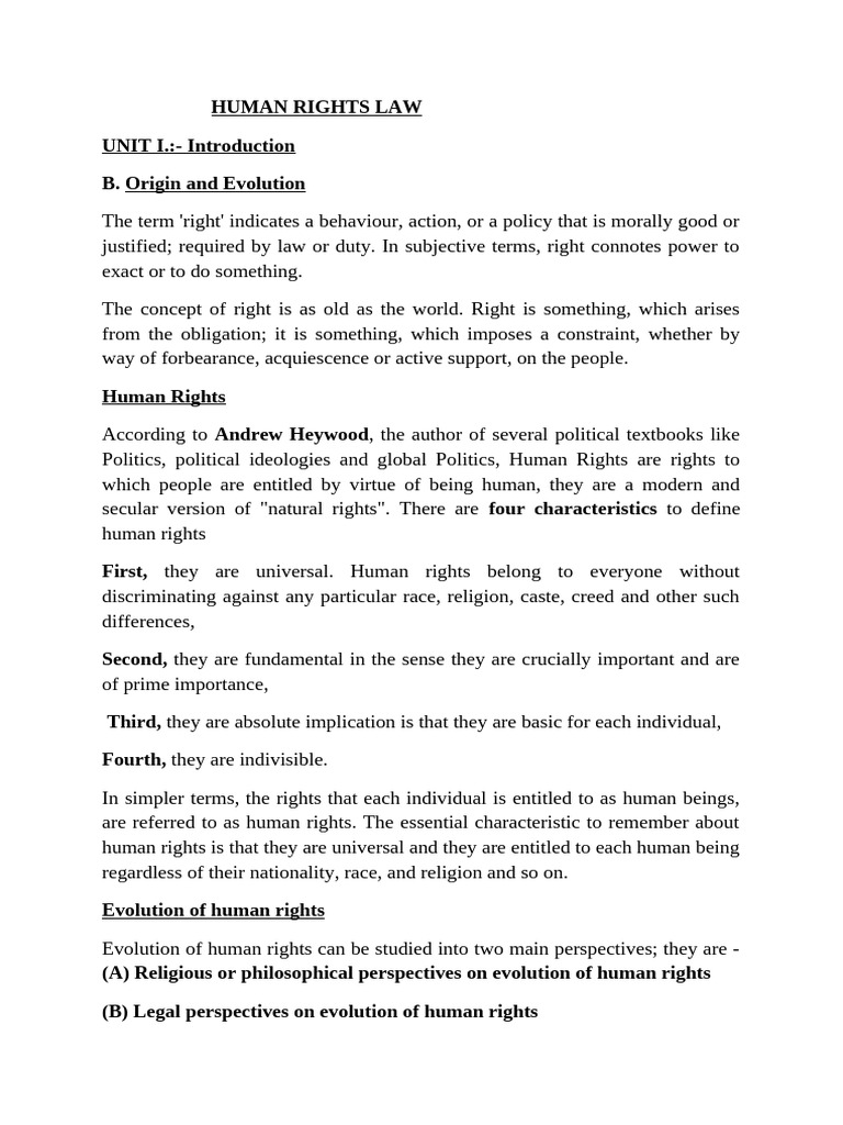 Human Rights Law Notes | PDF | Vedas | Human Rights
