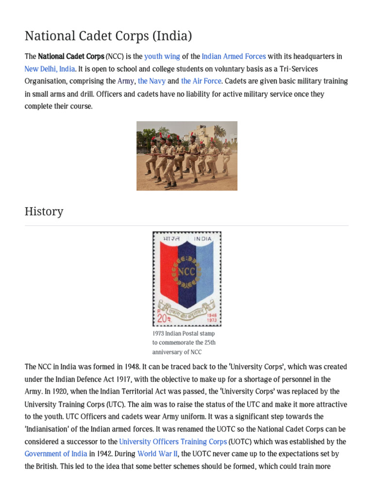 National Cadet Corps (India) - Wikipedia | PDF | Military Rank ...