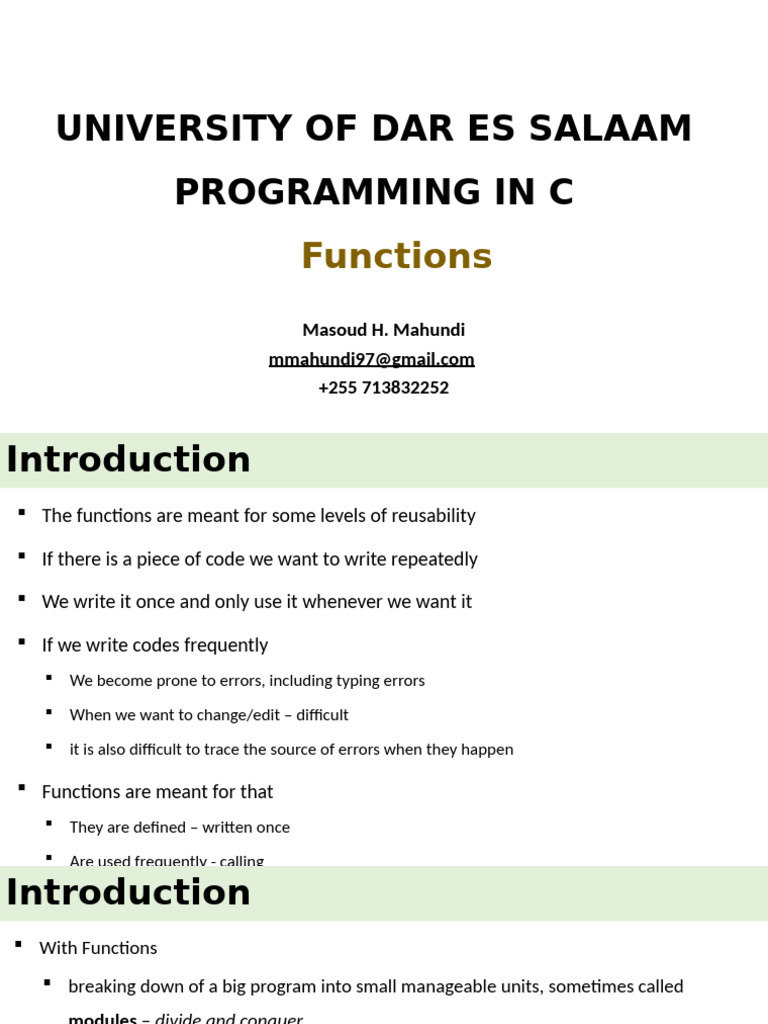 C Programming Functions Explained | PDF | Parameter (Computer ...