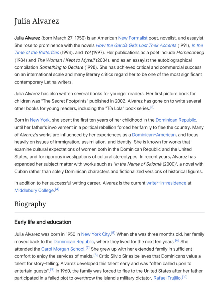 Julia Alvarez: Life and Achievements | PDF | Social Science