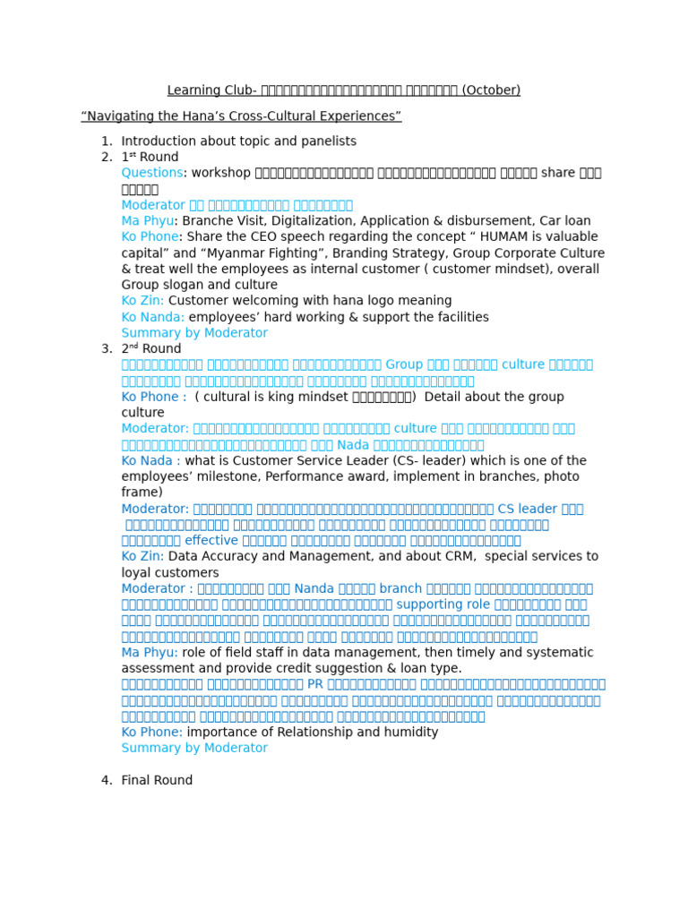 Learning Club - Outlines - October | PDF