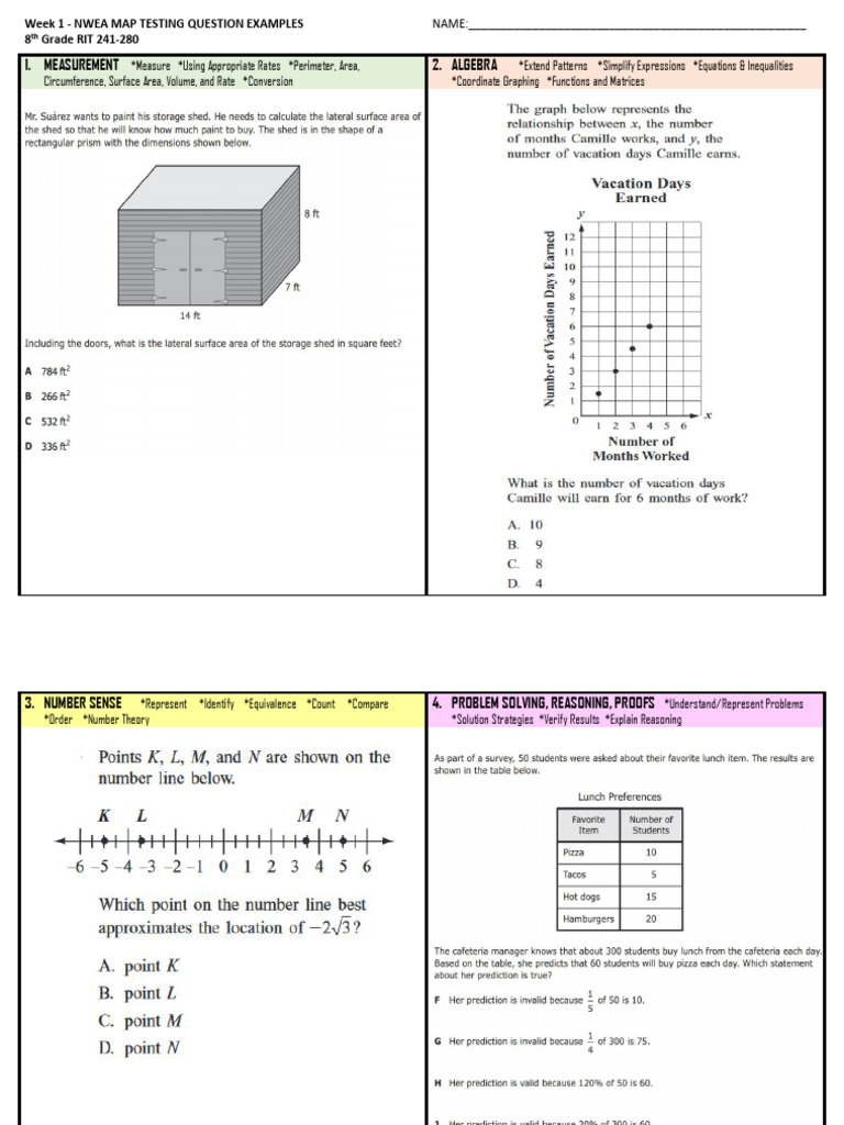 241-280 - 8th Grade - Math NWEA MAP Application Quiz | PDF | Numbers ...
