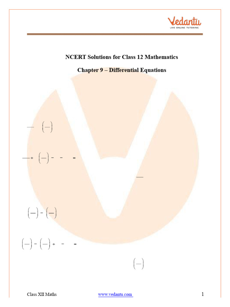 NCERT Solutions For Class 12 Maths Miscellaneous Exercise Chapter 9 PDF ...