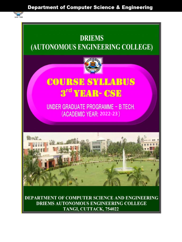 SYLLABUS OF 3RD YEAR & 4TH YEAR (2022 Admission Batch) | PDF | Parsing ...