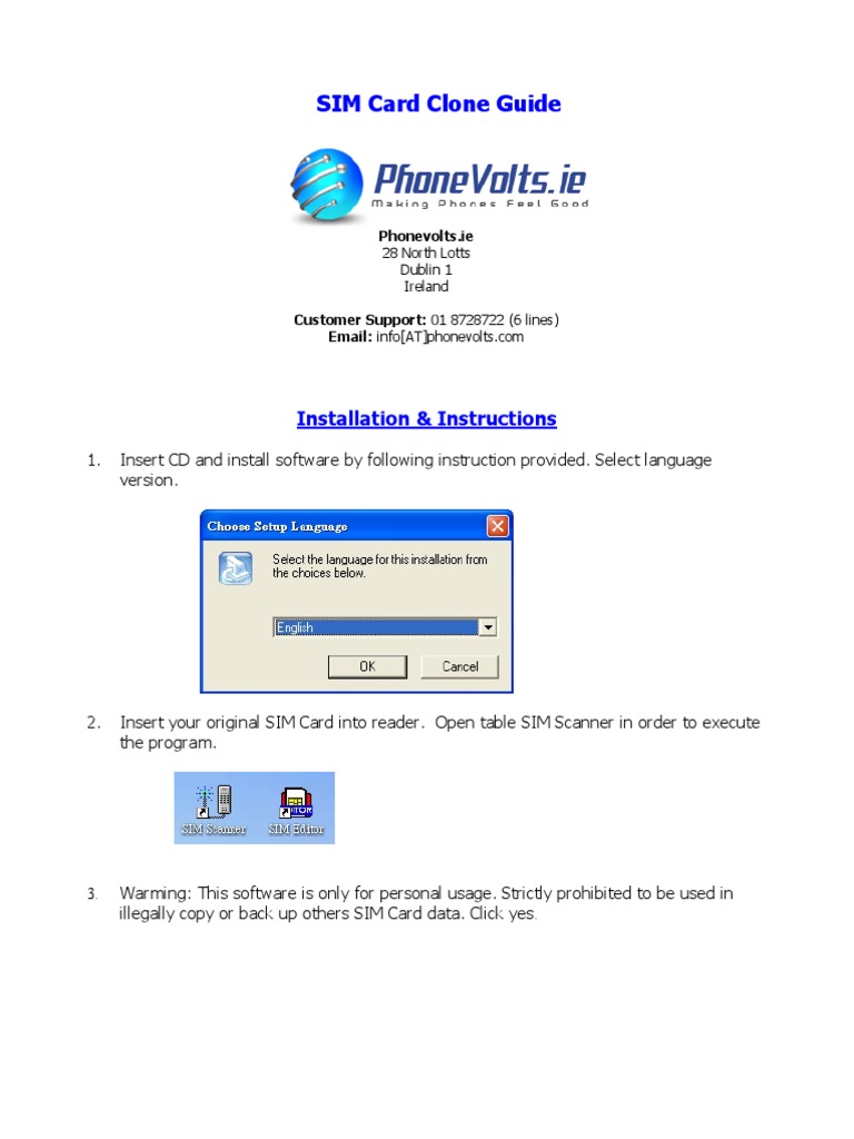 SIM Card Clone Guide Installation & Instructions PDF