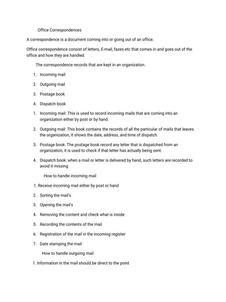 Office Correspondence Management Guide | PDF