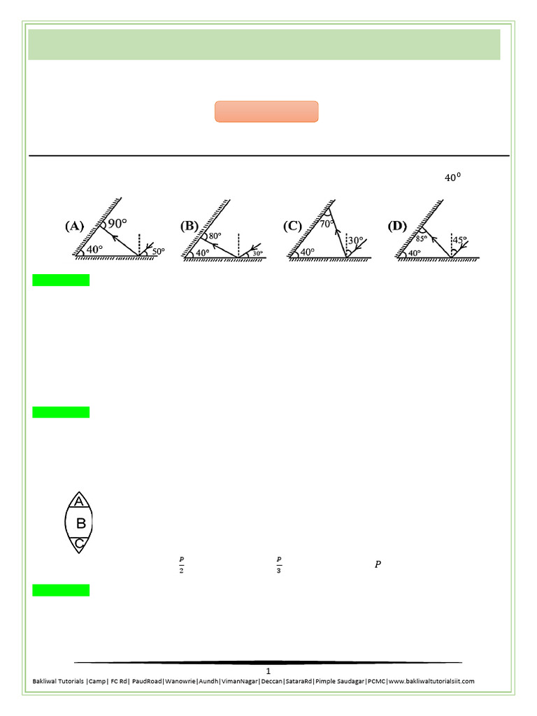 F. Adv Plus 2025 BTEST-2 PHYSICS PAPER | PDF | Mirror | Optics