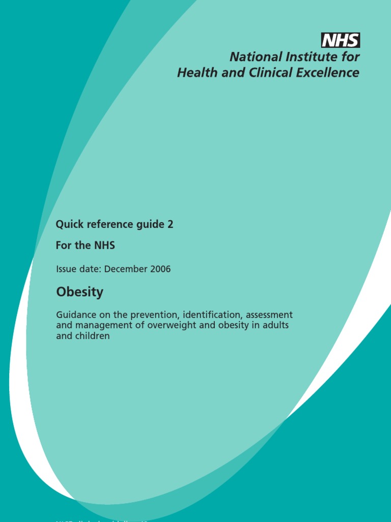 Obesity Management NICE Guideline Obesity Weight Loss