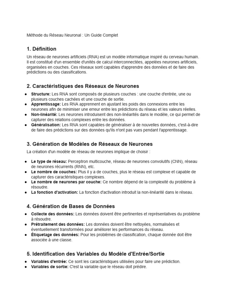 Guide Complet sur les Réseaux Neuraux | PDF | Réseau de neurones ...