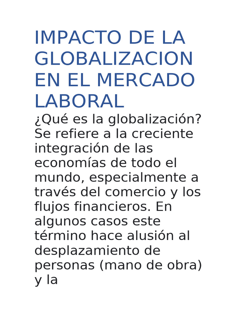 Análisis de Mercado Laboral en La Era de La Globalización | PDF ...