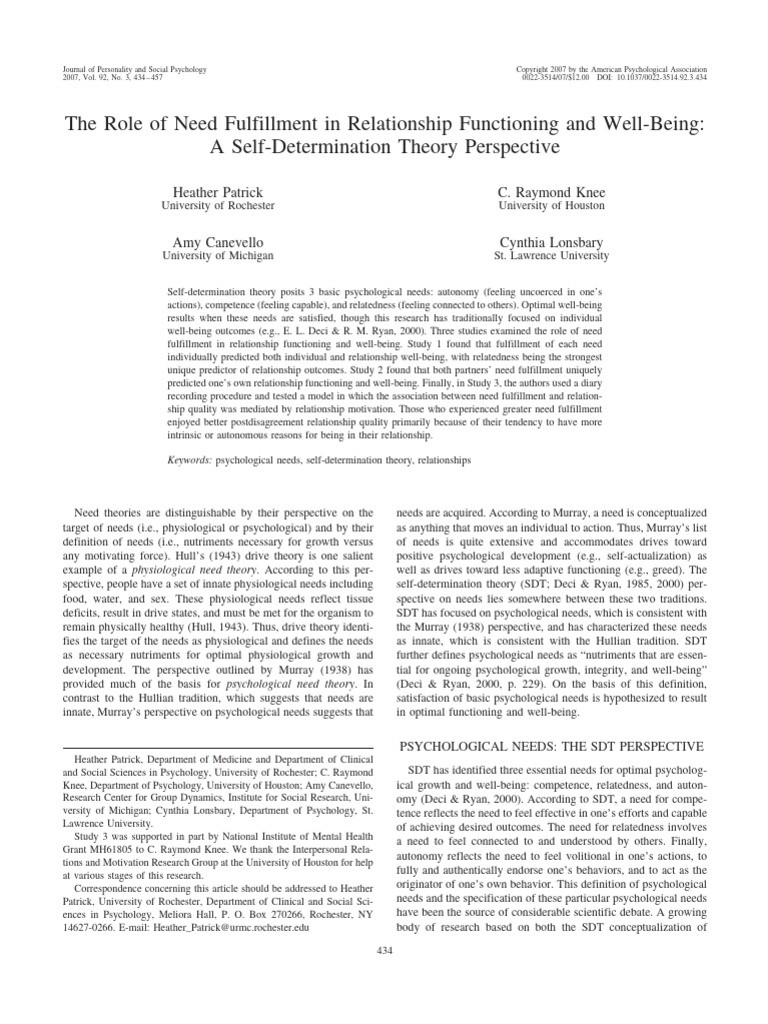 2007 PatrickKneeCanevelloLonsbary PSPB | PDF | Attachment Theory ...