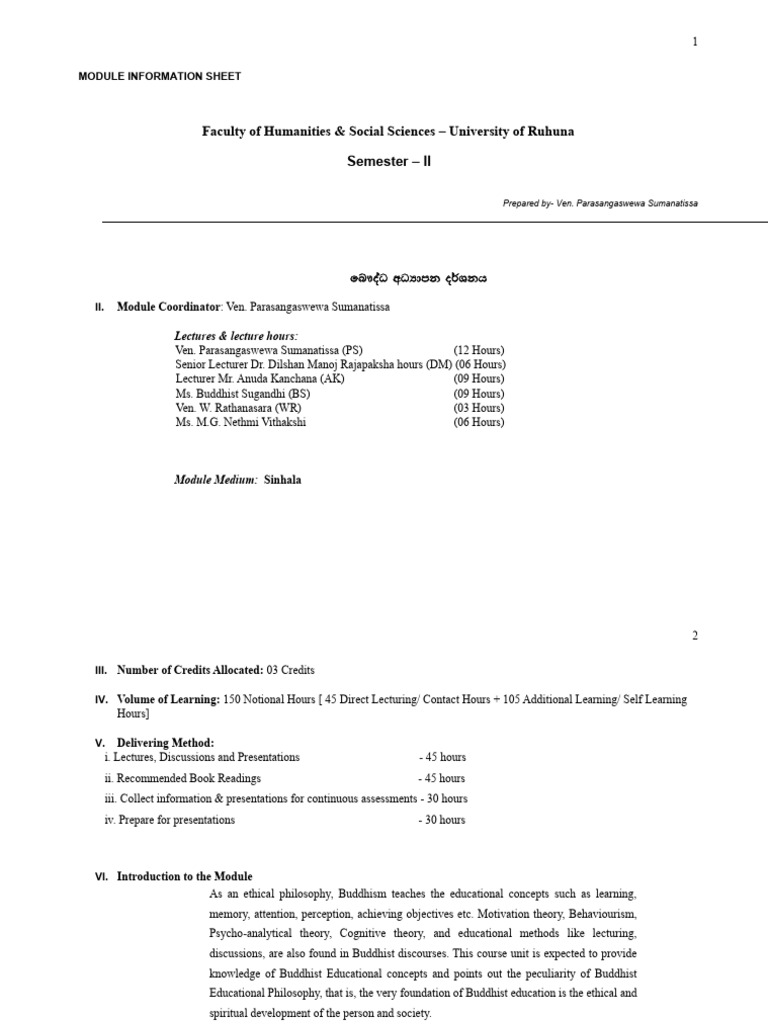 Buddhist Educational Philosophy Module | PDF | Psychology | Philosophy ...