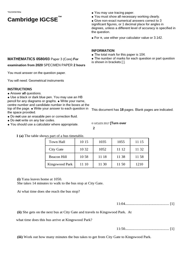 Paper 3 Core | PDF | Speed | Odds