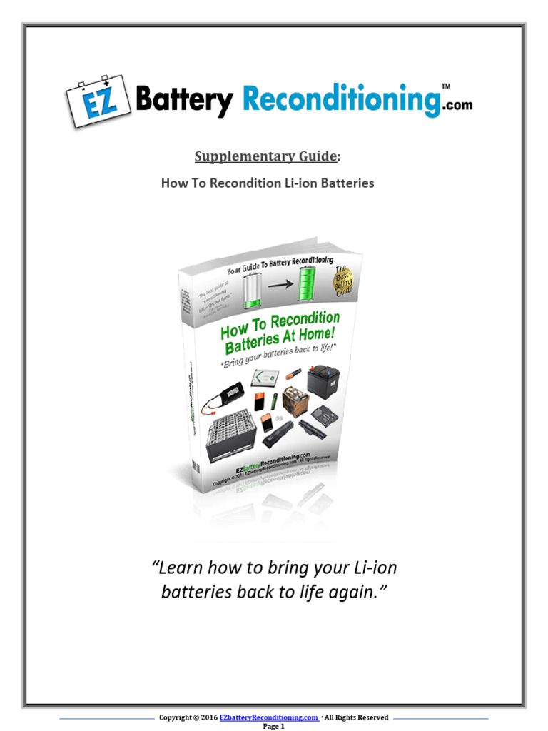 How To Recondition Lithion Ion Batteries | PDF | Battery Charger ...
