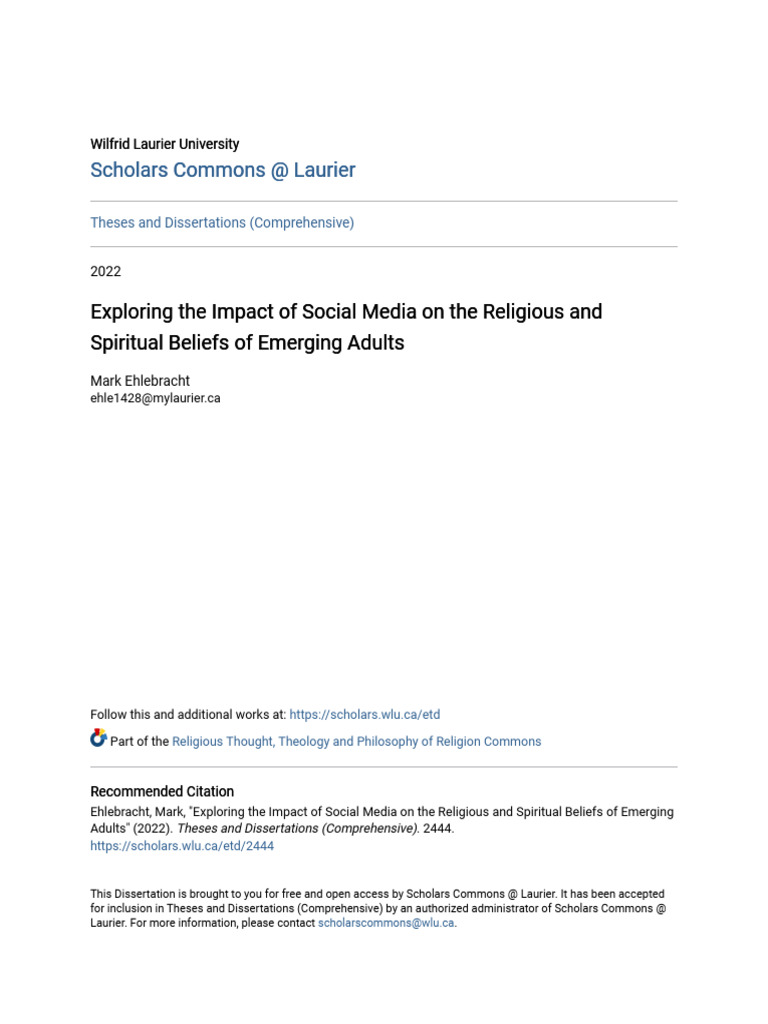 Exploring The Impact of Social Media On The Religious and Spiritu | PDF ...