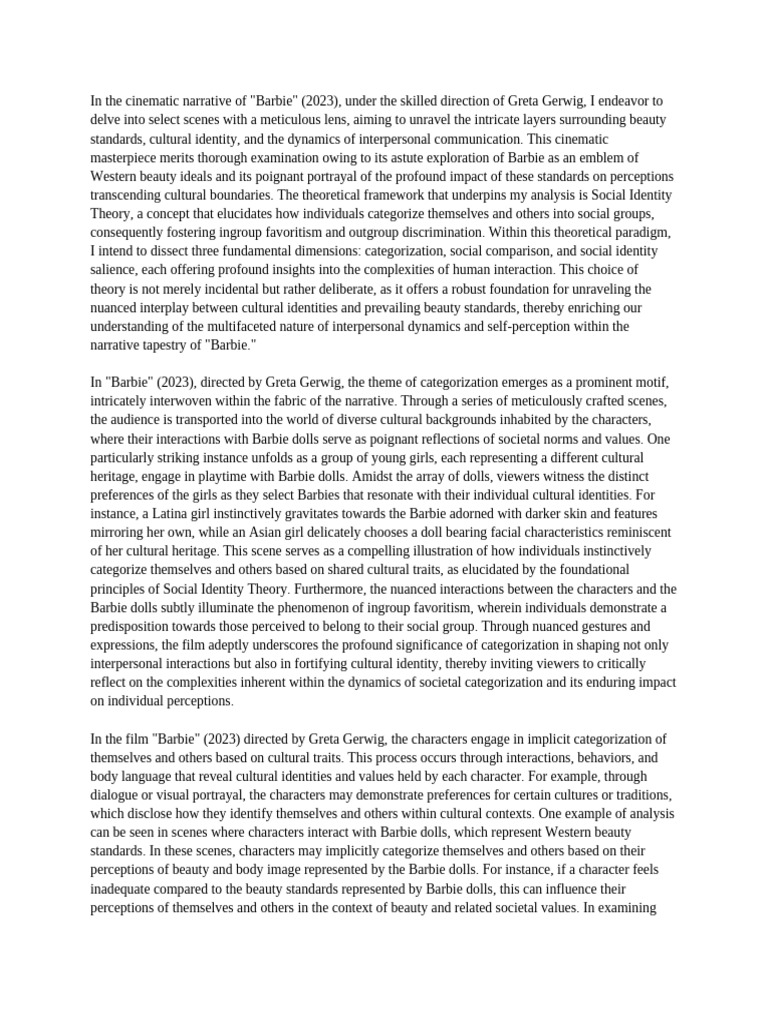 barbie PDF Beauty Identity (Social Science)