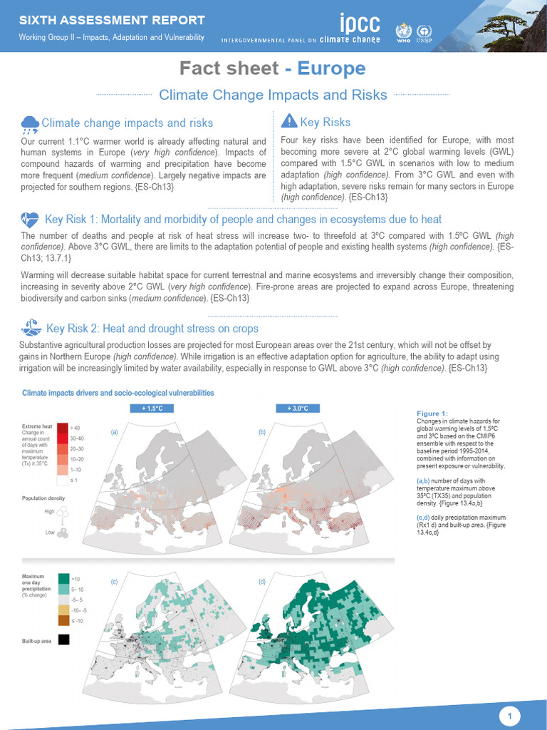 Ipcc Ar6 Wgii Factsheet Europe | PDF | Climate Change | Environmental ...