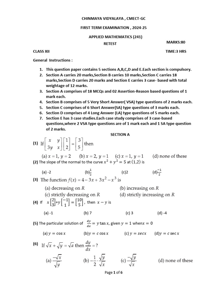 Second Copy First Term Applied Maths 12 | PDF | Profit (Economics ...
