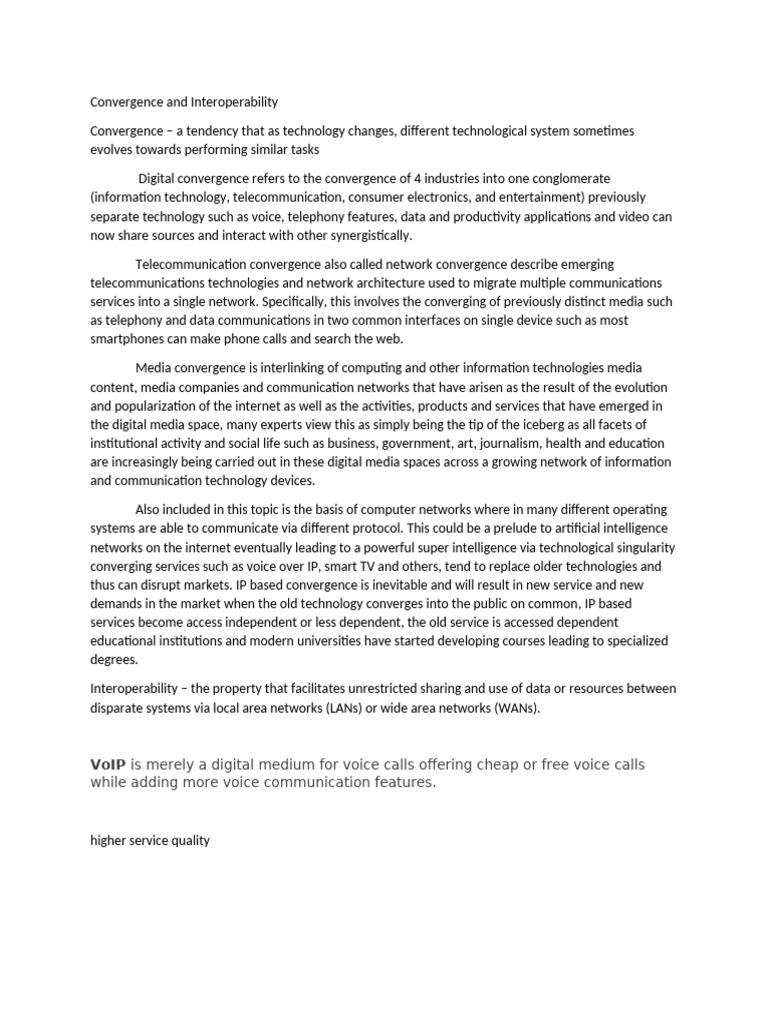 Convergence and Interoperability in Tech | PDF | Technological ...