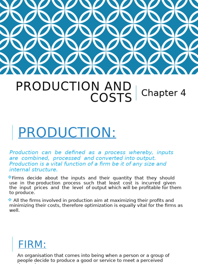 Production Processes and Cost Analysis | PDF | Production Function ...