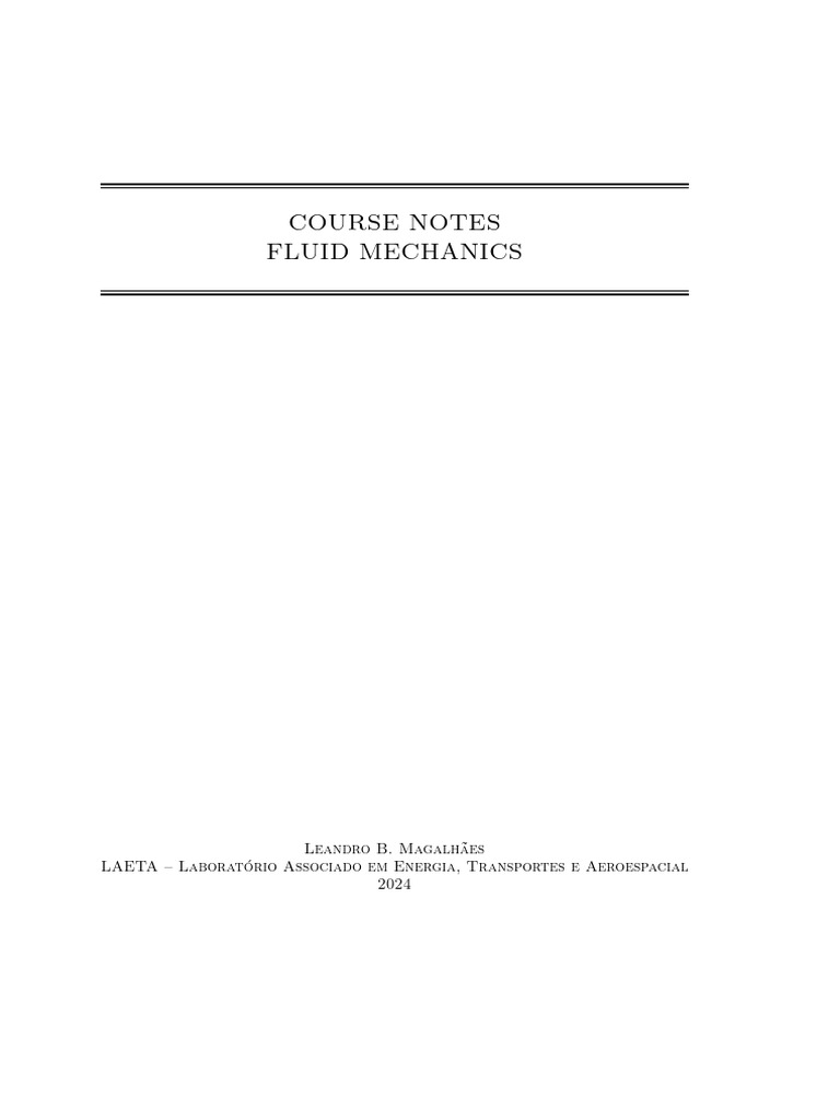 Fluid Mechanics Course Notes | PDF | Fluid Dynamics | Stress (Mechanics)