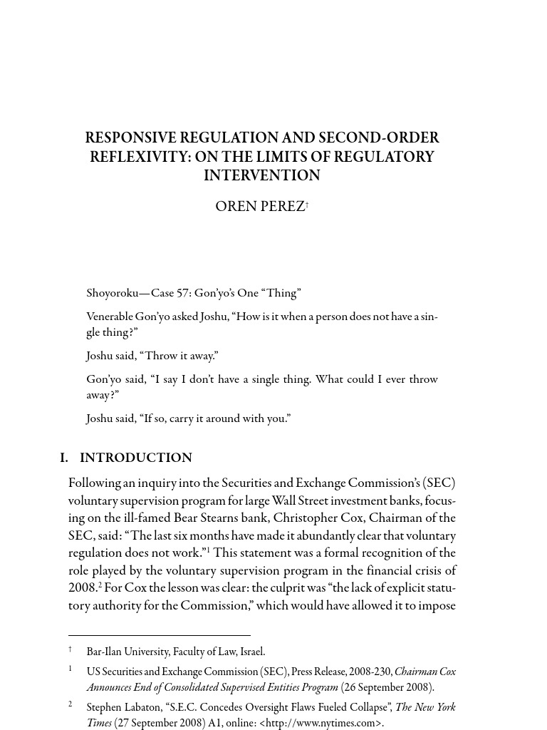 Reflexive Regulation: Challenges and Insights | PDF | Reflexivity ...