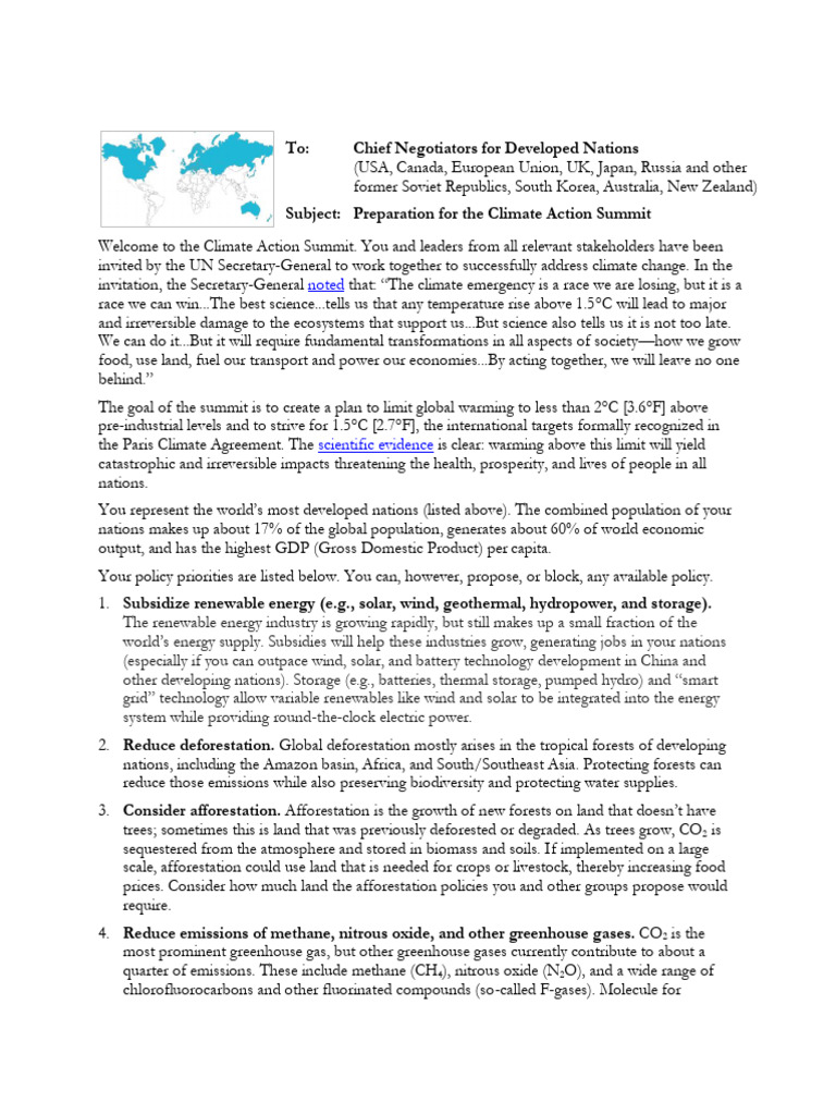 Developed Nations - Climate Action Sim Briefing v10 | PDF | Greenhouse ...