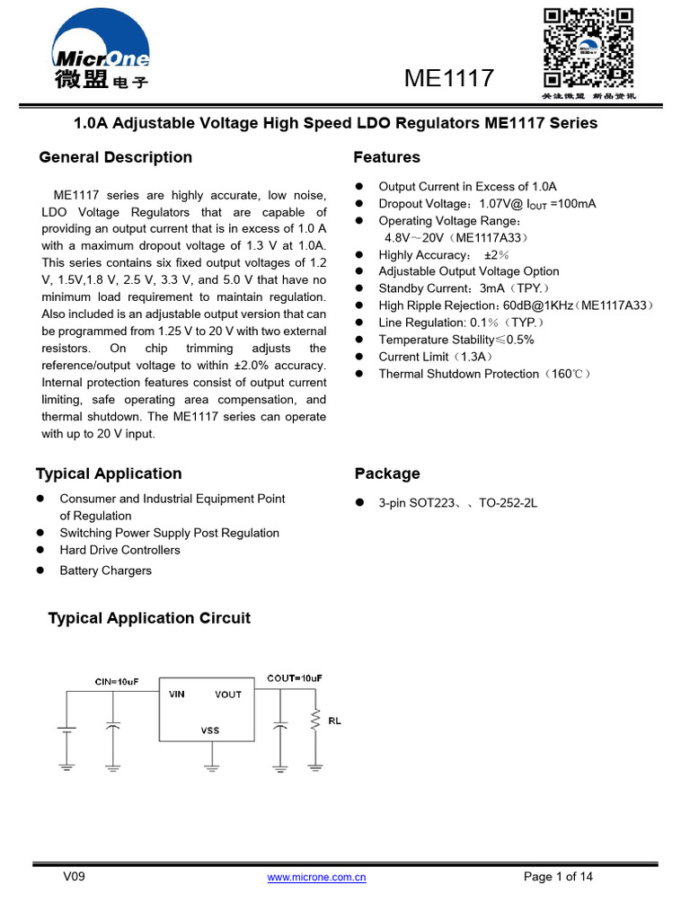 ME1117 Series LDO Regulators Overview | PDF | Capacitor | Electricity