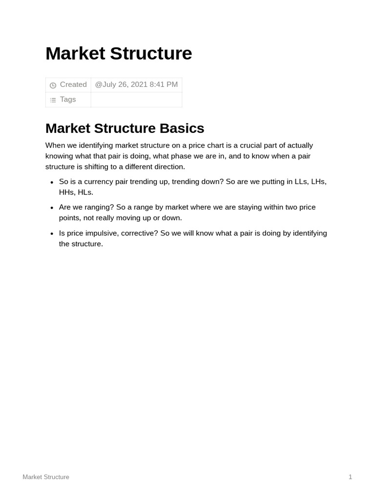 Understanding Market Structure Basics | PDF | Hedge (Finance) | Market ...