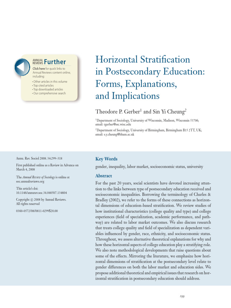 Horizontal Stratification in Postsecondary Education: Forms ...