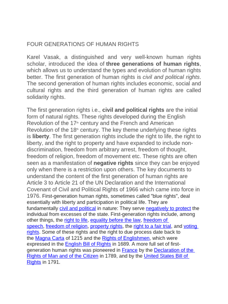 Understanding Four Generations of Human Rights | PDF | Human Rights ...