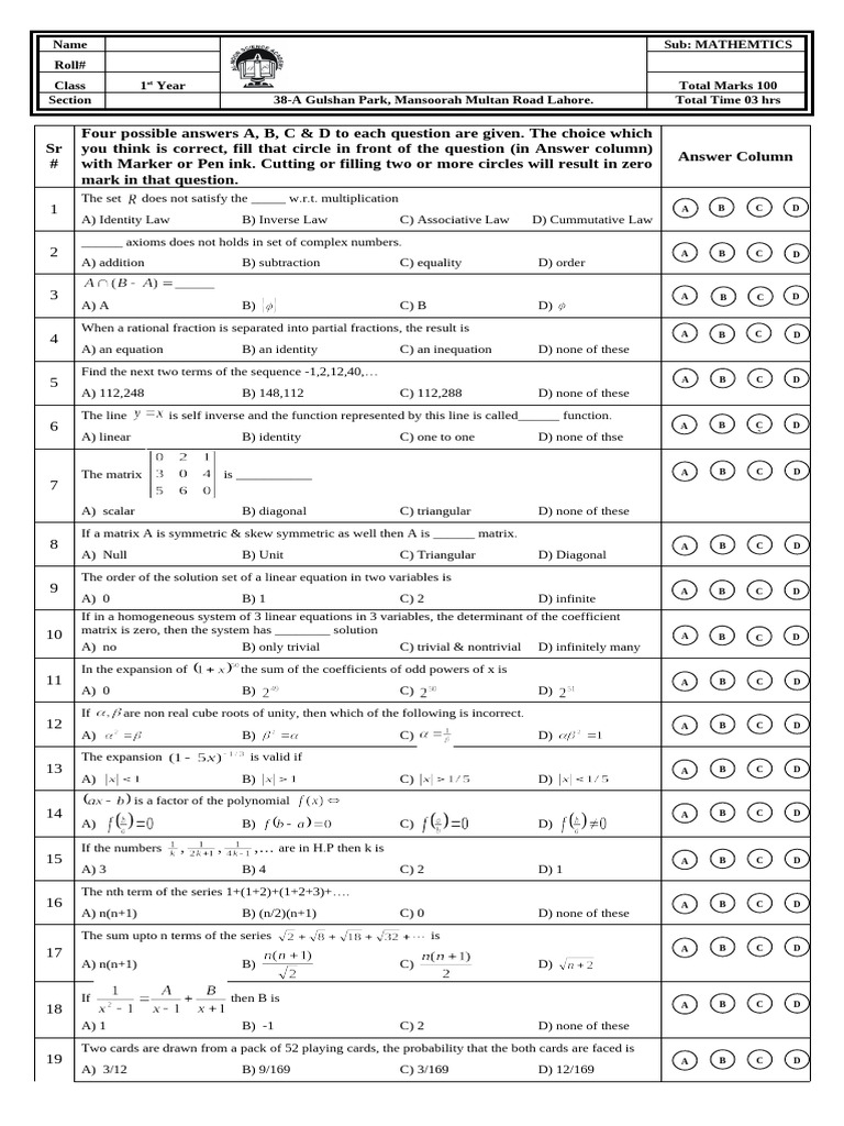 Test 1 to 8 pdf factorization matrix mathematics 