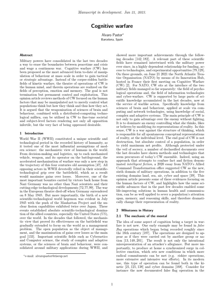 Cognitive Warfare | PDF | Hypnosis | Priming (Psychology)