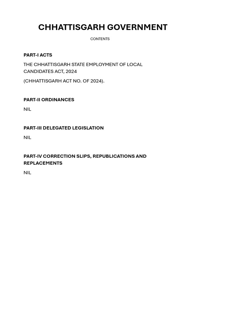 Chhattisgarh Government: Part-I Acts | PDF | Employment | Salary