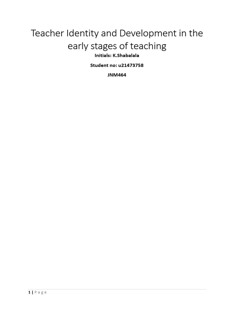 Teacher Identity Development in Early Career | PDF | Mentorship | Teachers