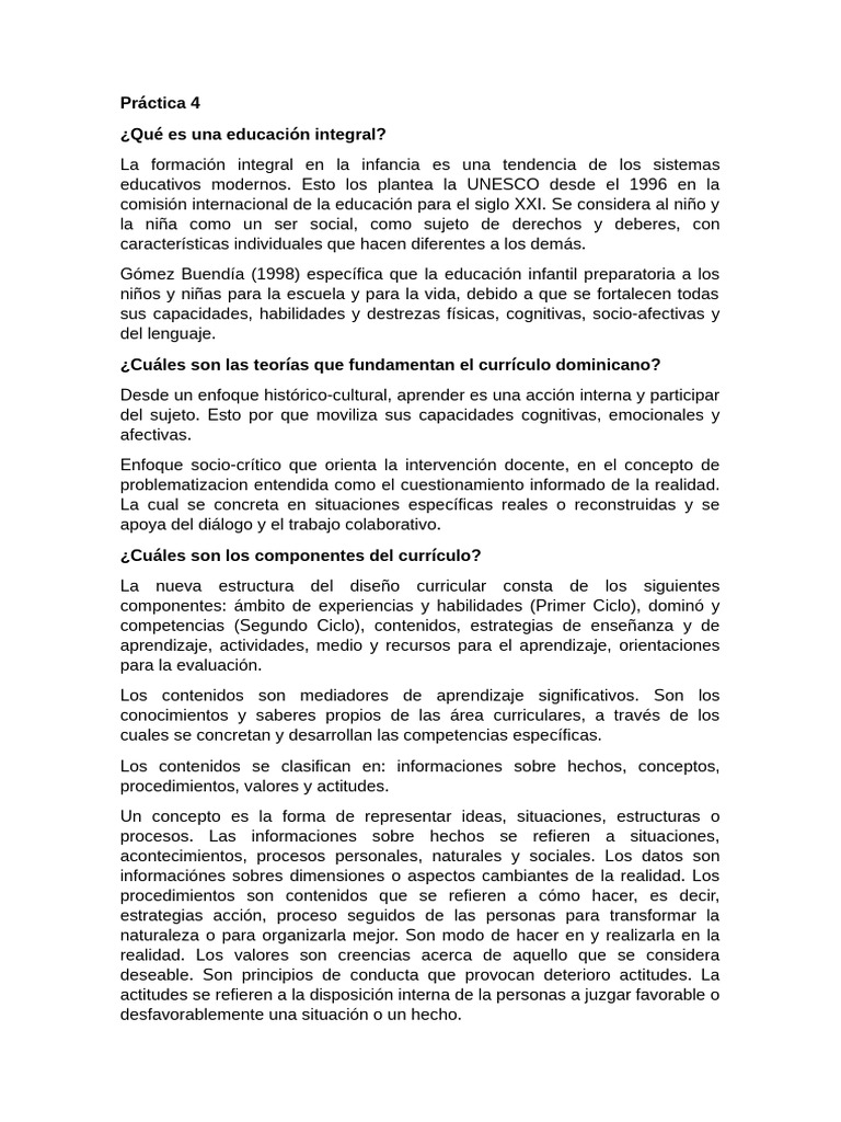 Educación Integral en la Infancia | PDF | Aprendizaje | Plan de estudios