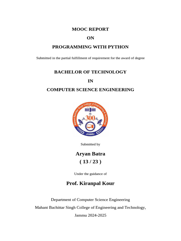 Project Report Aryan Batra 19 Sep | PDF | Data Type | Python ...