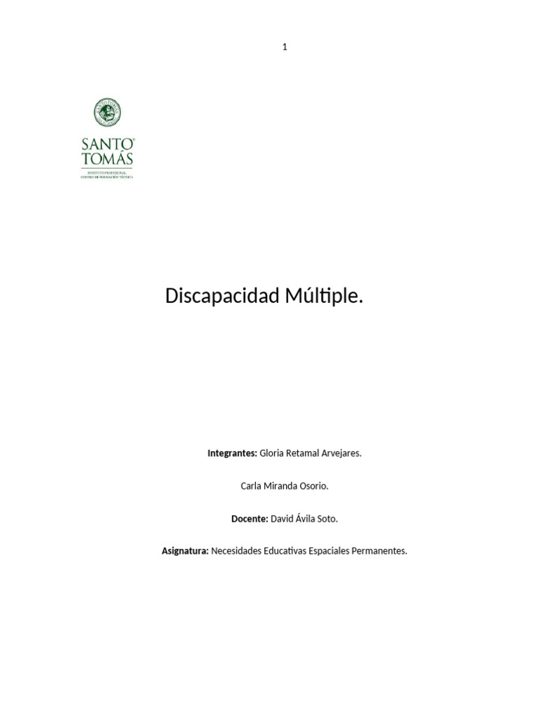Discapacidad Múltiple en Chile: Conceptos y Apoyos | PDF | Invalidez ...