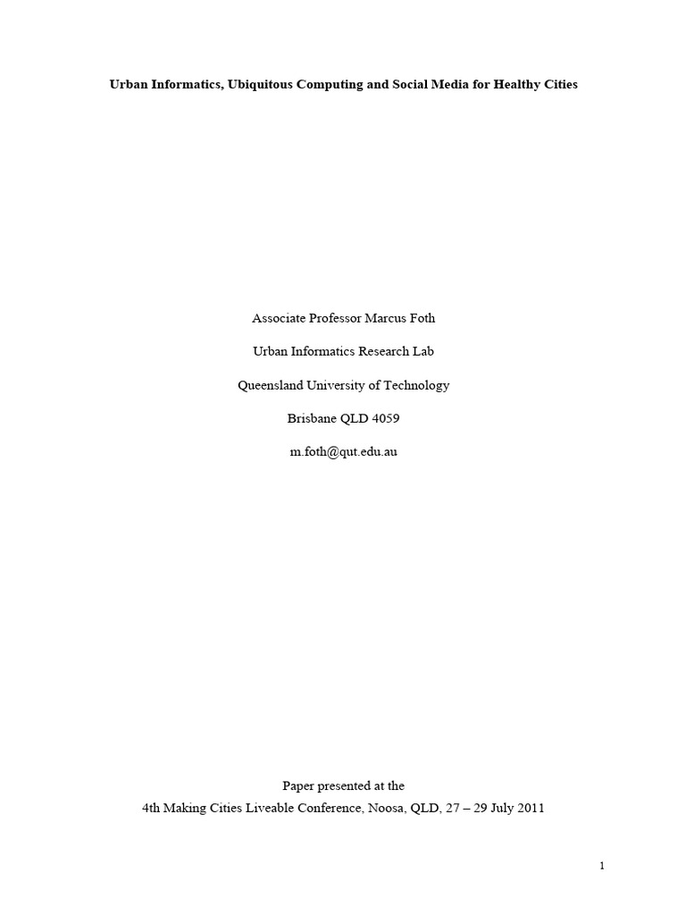 Urban Informatics for Healthy Cities | PDF | Computer Science | Creativity