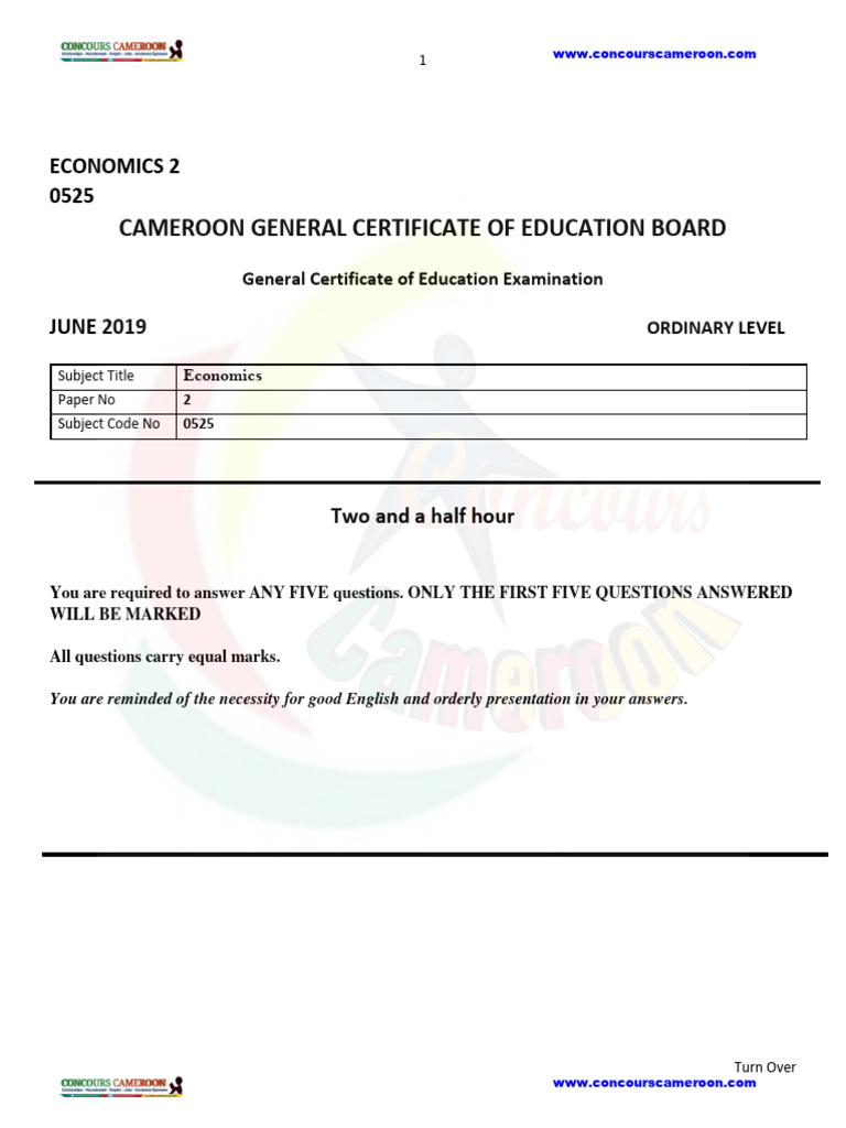 GCE O Level Economics Paper 2 2019 | PDF | Economics | Supply (Economics)