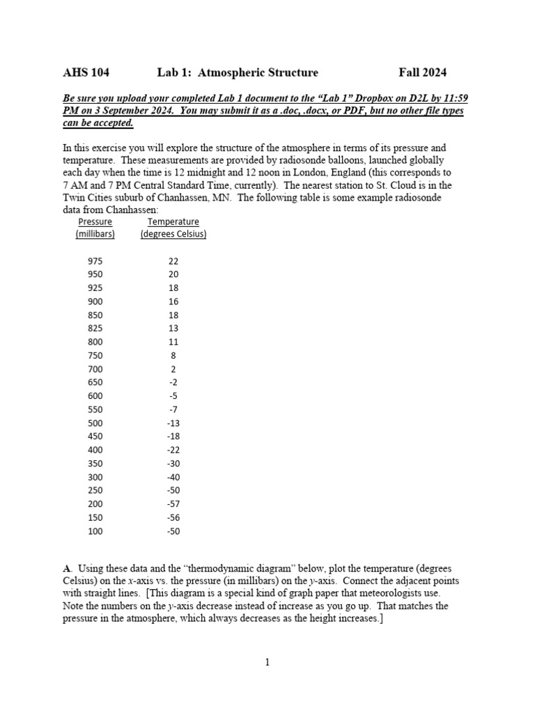 Atmospheric Structure Lab Exercise | PDF | Atmosphere Of Earth ...